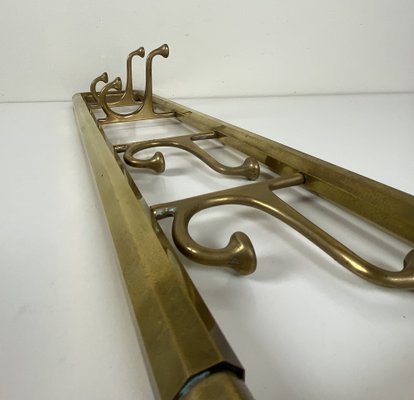 Art Deco Style Brass Coat Rack With Foldable Hooks, Austria, 1940s-WZZ-1274045