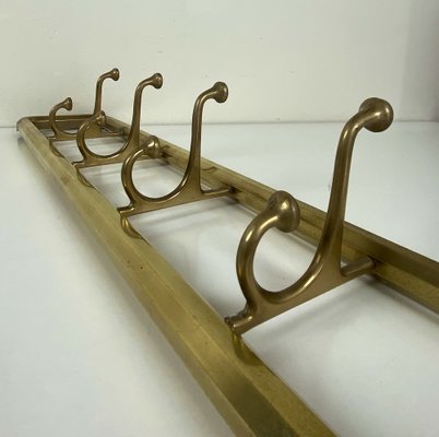 Art Deco Style Brass Coat Rack With Foldable Hooks, Austria, 1940s-WZZ-1274045