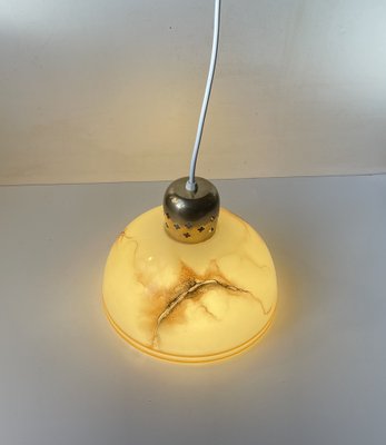 Art Deco Style Brass & Marble Glass Pendant Lamp, 1930s-LCR-1806424