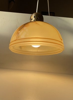 Art Deco Style Brass & Marble Glass Pendant Lamp, 1930s-LCR-1806424