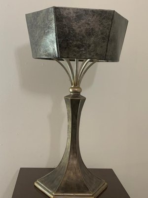 Art Deco Style Brutalist Metal Table Lamp, 1980s-IJR-1777748