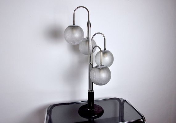 Art Deco Style Chromed Spiral Table Lamp with 4 Globes, 1970s-EJE-885105