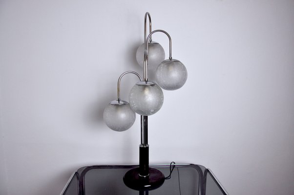 Art Deco Style Chromed Spiral Table Lamp with 4 Globes, 1970s-EJE-885105