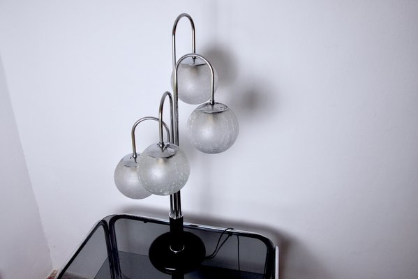 Art Deco Style Chromed Spiral Table Lamp with 4 Globes, 1970s-EJE-885105