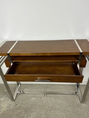 Art Deco Style Console in Wood and Chrome Metal, 1990-RWZ-2028278