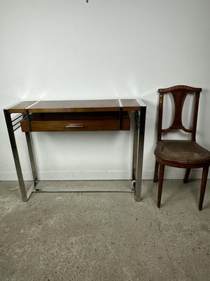 Art Deco Style Console in Wood and Chrome Metal, 1990-RWZ-2028278