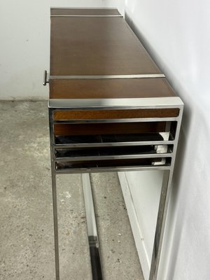 Art Deco Style Console in Wood and Chrome Metal, 1990-RWZ-2028278