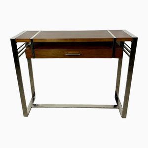 Art Deco Style Console in Wood and Chrome Metal, 1990-RWZ-2028278