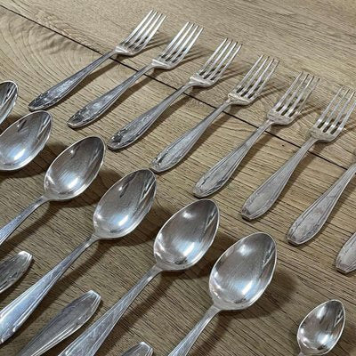 Art Deco Style Cutlery Set in Silver Metal from Maison Apollo, Set of 73-QYF-1357421