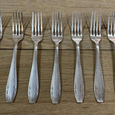 Art Deco Style Cutlery Set in Silver Metal from Maison Apollo, Set of 73-QYF-1357421