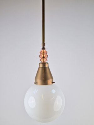 Art Deco Style Pendant in Copper and Glass, 1950s-AXJ-1749464