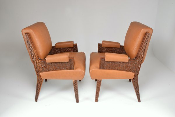 Art Deco Style Sculpted Armchair, 1950s-GXL-1373772