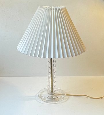 Art Deco Style Table Lamp in Twisted Acrylic Glass and Brass, 1950s-LCR-1389944