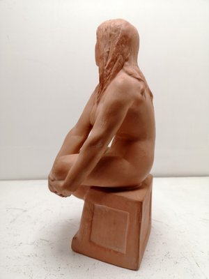 Art Deco Style Terracotta Sitting Nude Sculpture from Kelemen, 1973-UWE-1095748