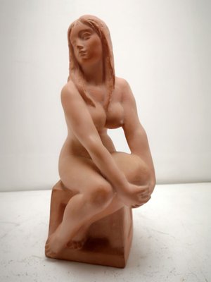 Art Deco Style Terracotta Sitting Nude Sculpture from Kelemen, 1973-UWE-1095748