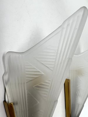 Art Deco Style Triangle Glass Brass Wall Lights Sconces, Sweden, 1980s, Set of 2-WZZ-1440853