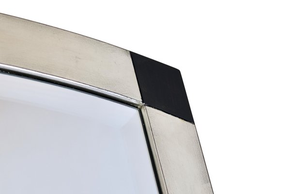 Art Deco Style Wall Mirror in Silver and Black, 1990s-CXC-1761807