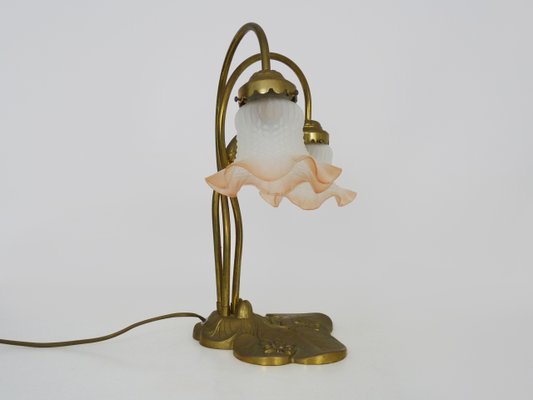 Art Deco Style Water Lily Base Lamp with Two Branches, 1970s-MZP-2034877