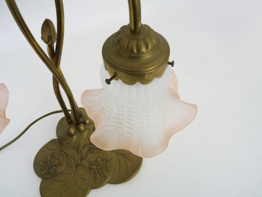 Art Deco Style Water Lily Base Lamp with Two Branches, 1970s-MZP-2034877