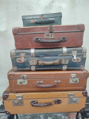 Art Deco Suitcases, Set of 5-CAQ-1700515