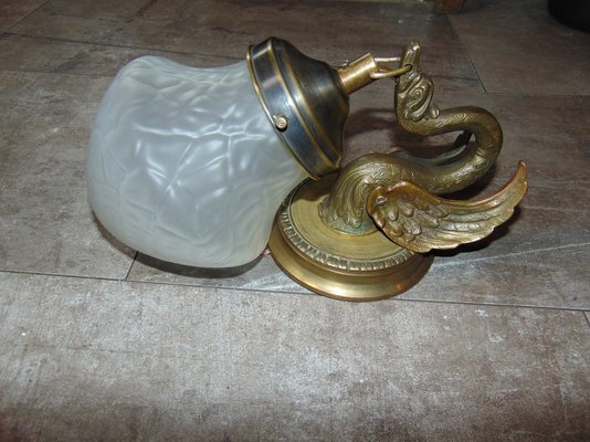 Art Deco Swan Shaped Wall Lamp in Brass-CAQ-1279767