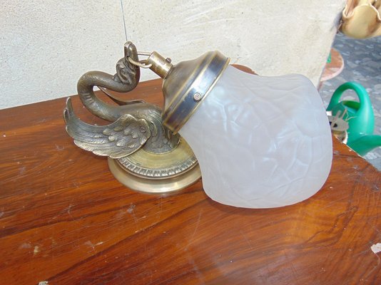 Art Deco Swan Shaped Wall Lamp in Brass-CAQ-1279767