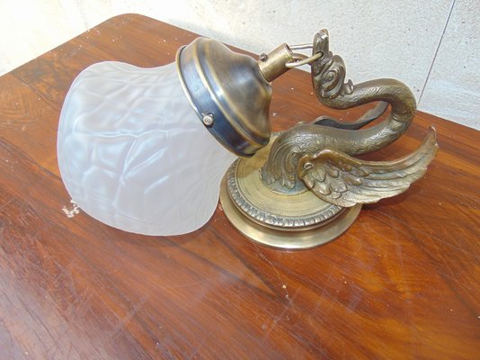 Art Deco Swan Shaped Wall Lamp in Brass-CAQ-1279768