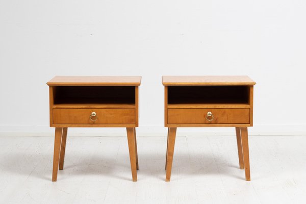 Art Deco Swedish Birch Nightstands, 1920s, Set of 2-MJF-1446800