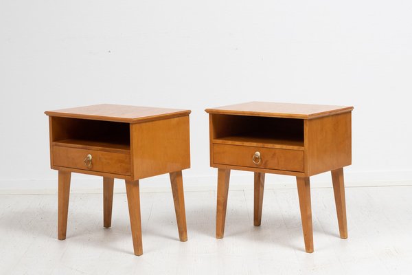 Art Deco Swedish Birch Nightstands, 1920s, Set of 2-MJF-1446800