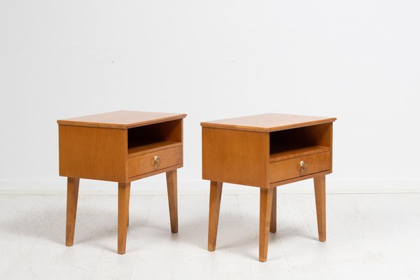 Art Deco Swedish Birch Nightstands, 1920s, Set of 2-MJF-1446800