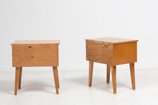 Art Deco Swedish Birch Nightstands, 1920s, Set of 2-MJF-1446800