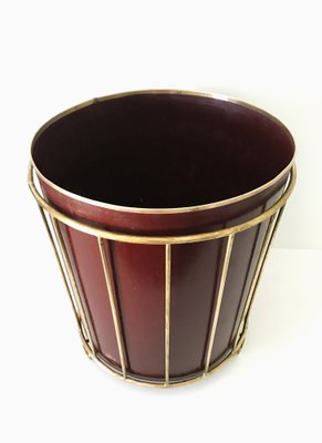 Art Deco Swedish Brass and Metal Waste Paper Basket, 1930s-UDU-1820182