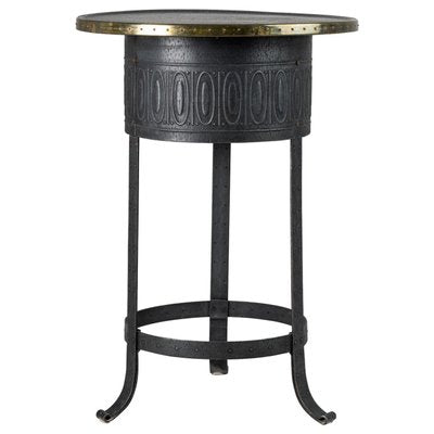 Art Deco Swedish Metal and Brass Round Table-MJF-931170