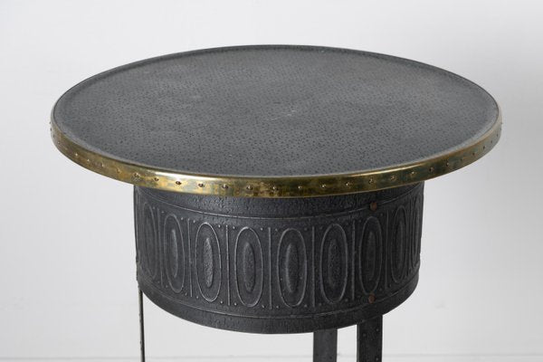 Art Deco Swedish Metal and Brass Round Table-MJF-931170