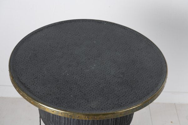 Art Deco Swedish Metal and Brass Round Table-MJF-931170