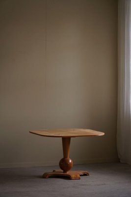 Art Deco Swedish Square Side Table in Elm & Burl by Bertil Söderberg, 1940s-MXF-2024342