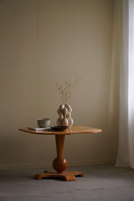 Art Deco Swedish Square Side Table in Elm & Burl by Bertil Söderberg, 1940s-MXF-2024342