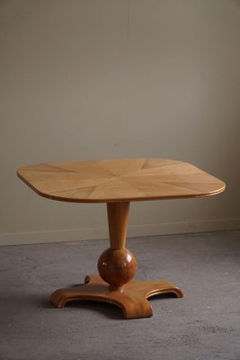 Art Deco Swedish Square Side Table in Elm & Burl by Bertil Söderberg, 1940s-MXF-2024342