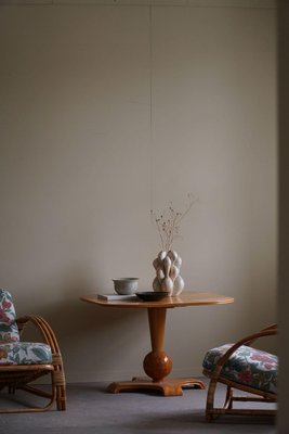 Art Deco Swedish Square Side Table in Elm & Burl by Bertil Söderberg, 1940s-MXF-2024342