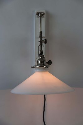 Art Deco Swiveling and Extendable Nickel Wall Lamp with Glass Shade, 1920s-SPD-1130983