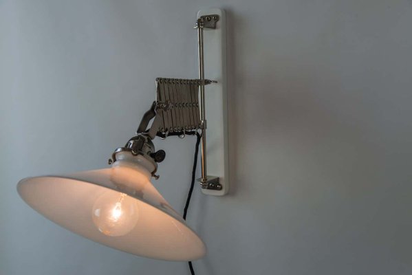 Art Deco Swiveling and Extendable Nickel Wall Lamp with Glass Shade, 1920s-SPD-1130983