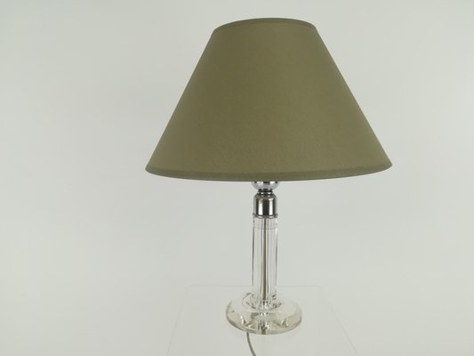 Art Deco Table Lamp Ground Glass with Fabric Screen, 1920s-KDB-1293068