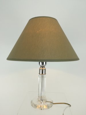 Art Deco Table Lamp Ground Glass with Fabric Screen, 1920s-KDB-1293068