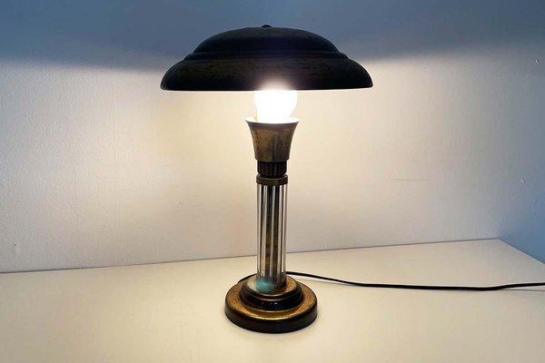 Art Deco Table Lamp in Brass with Glass Rods-VMP-1292484