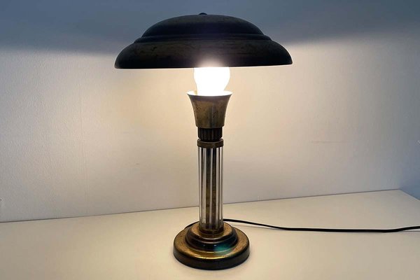 Art Deco Table Lamp in Brass with Glass Rods-VMP-1292484