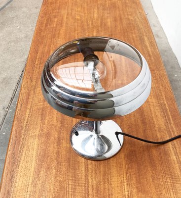 Art Deco Table Lamp in Chrome and Glass-UAH-1264256