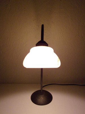 Art Deco Table Lamp In Patinated Metal-SHD-773442