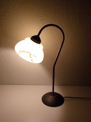 Art Deco Table Lamp In Patinated Metal-SHD-773442