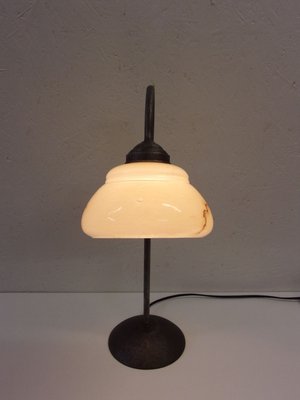 Art Deco Table Lamp In Patinated Metal-SHD-773442