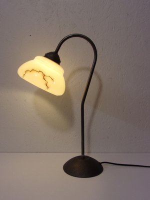 Art Deco Table Lamp In Patinated Metal-SHD-773442